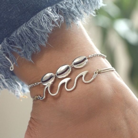 Jewelry - Boho wave and shell ankle bracelet